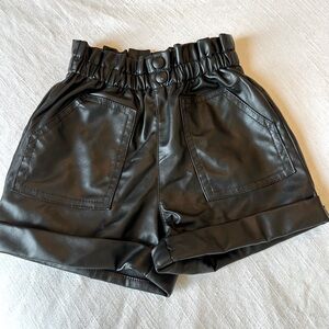 Leather paper bag shorts
